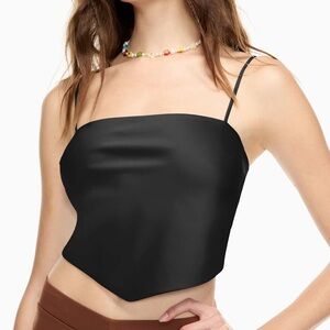 Aritzia Sunday Best Black Camisole Bow Tie Blouse Top
